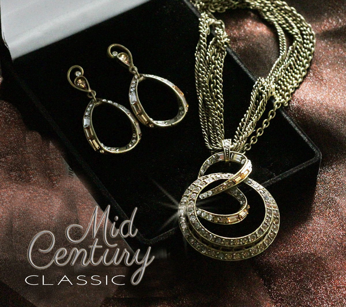 Geometric MidCentury Modern Crystal Spiral Necklace by Sweet Romance –  Sweet Romance Jewelry
